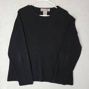 VTG Queen Of Scots Womens 100% Cashmere Sweater XLarge Black Long Sleeve Luxury